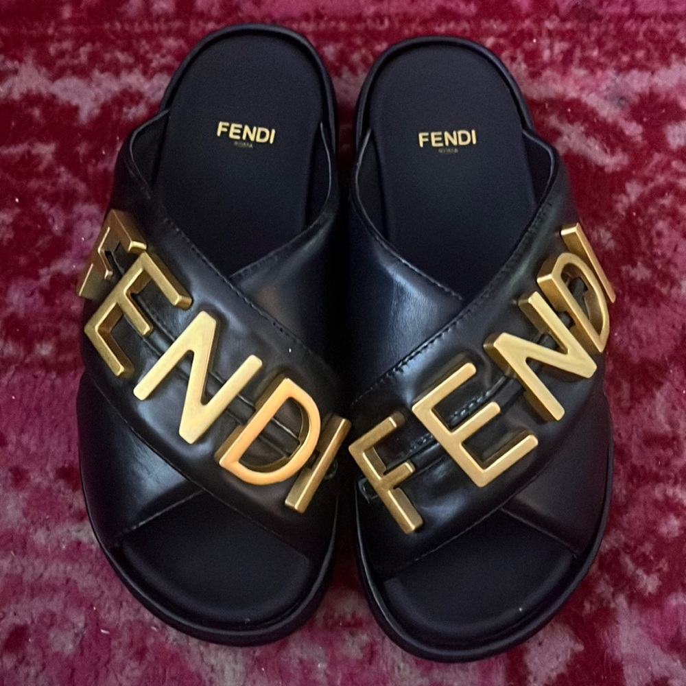 Fendi graphy platform slide sandals